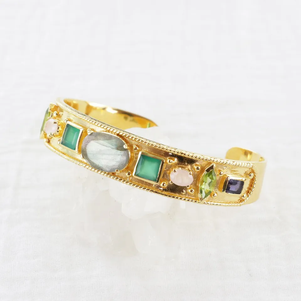Leticia Ponti Olga manchette plaqué or labradorite