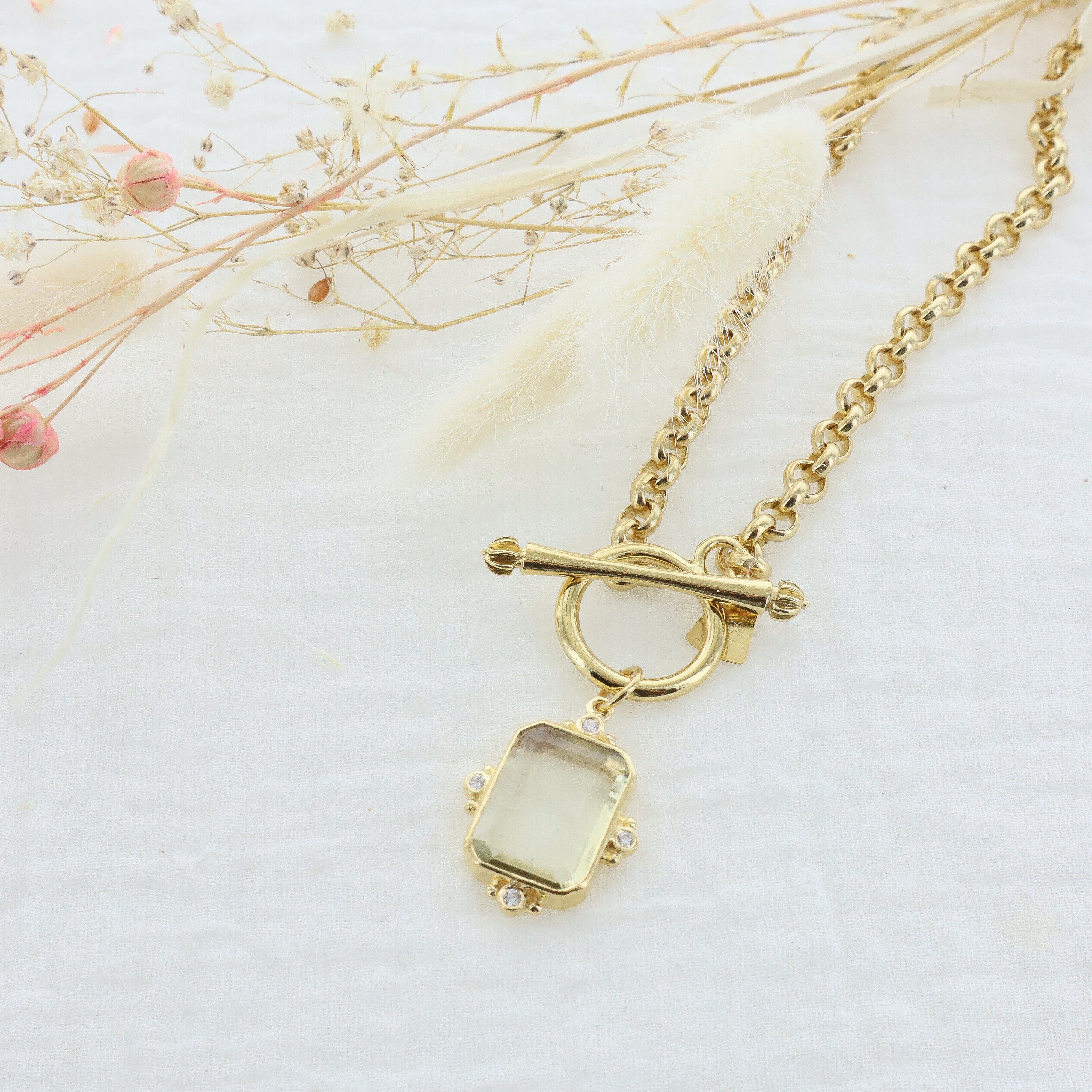 Leticia Ponti Norah collier quartz lemon grosse chaîne