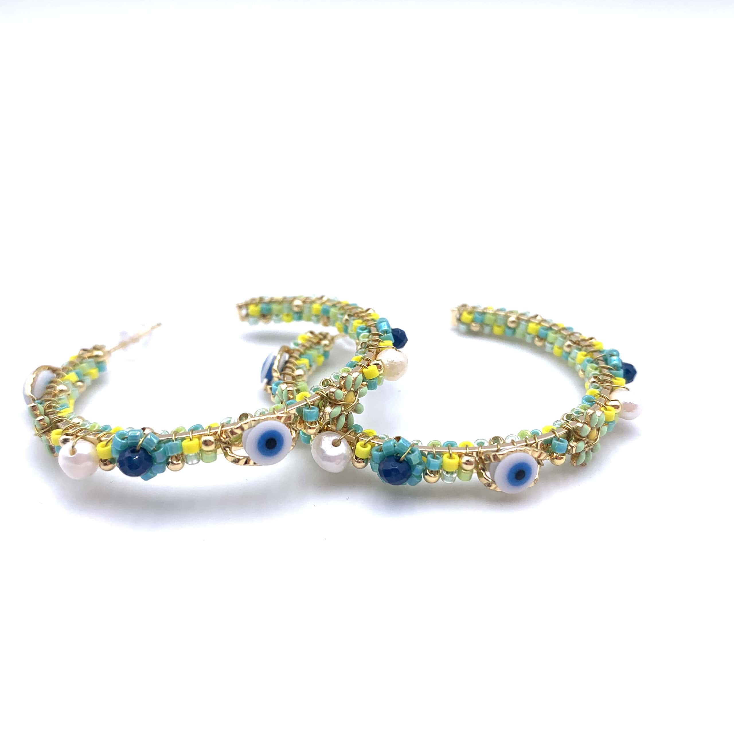 HYPNOCHIC Flora Boucles créoles fleurs perles 4,5 cm