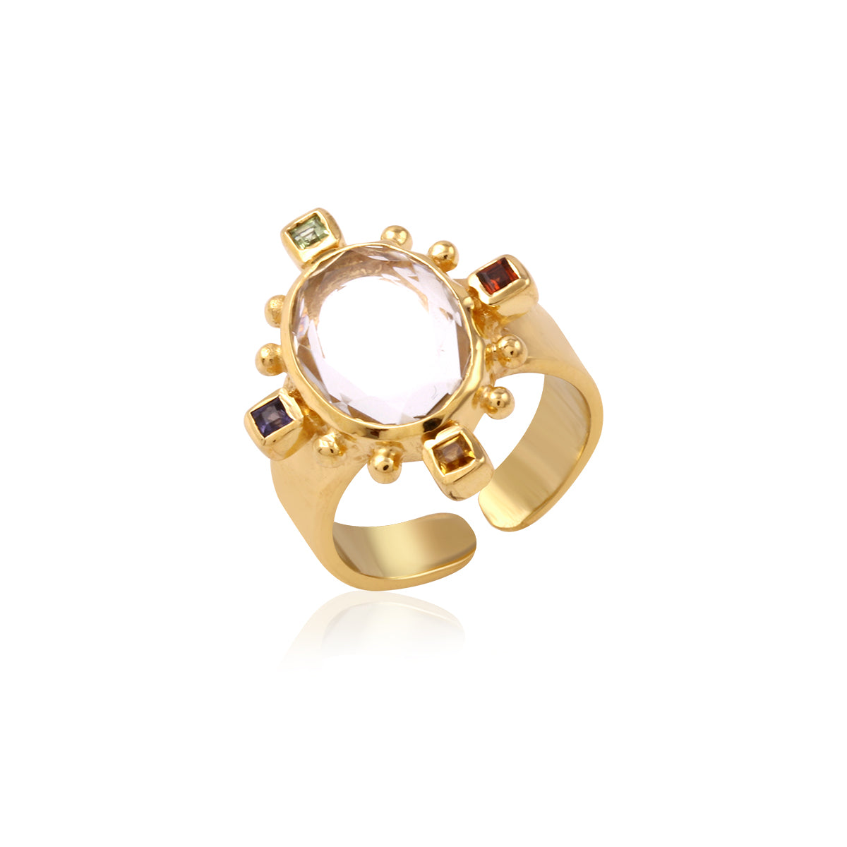 Leticia Ponti Margot bague cristal ajustable plaqué or