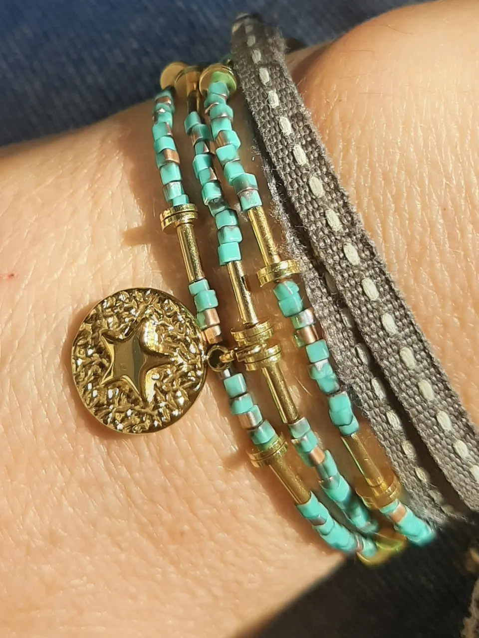 Les Ailes de Gloria Ocean bracelet multirangs fantaisie femme