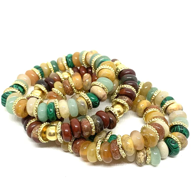 Hypnochic Mahi bracelet pierres naturelles perles dorées