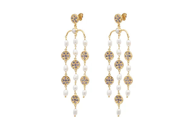 Leticia Ponti Gina XL boucles iolite perle plaqué or