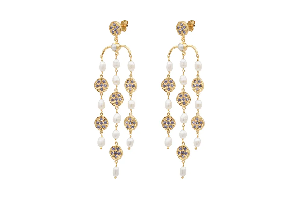 Leticia Ponti Gina XL boucles iolite perle plaqué or