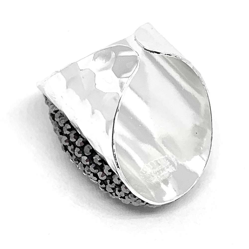 Hypnochic Strass Pierre Améthyste bague argentée ajustable