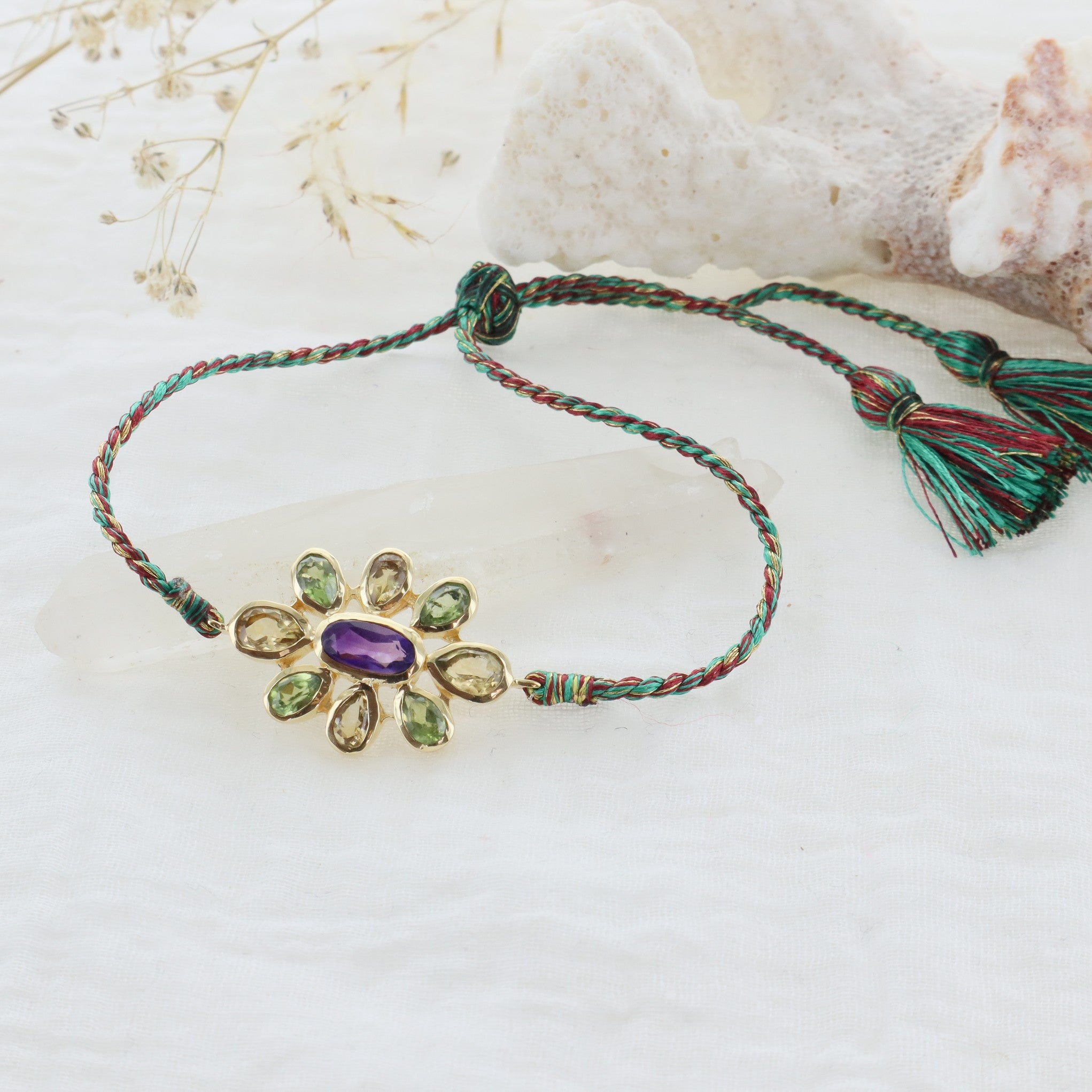 Leticia Ponti Lily bracelet cordon Multi-pierres plaqué or