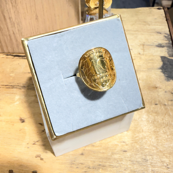 Le P'tit Franc 10 centimes bague plaqué or