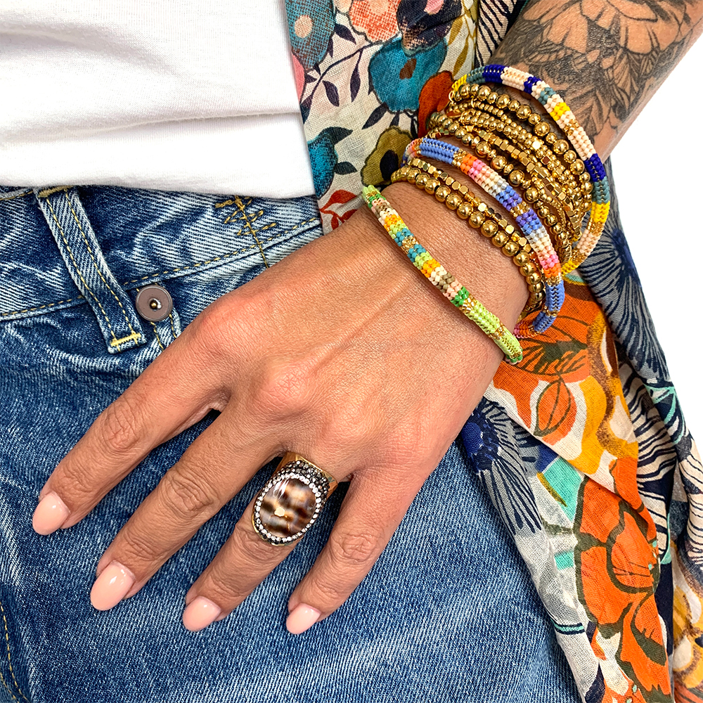 Hypnochic Tiger Shell bague argentée strass ajustable