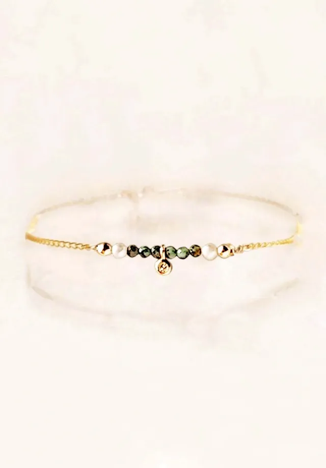 Ô PLUM Bracelet Turquoises Zircon plaqué or turquoise