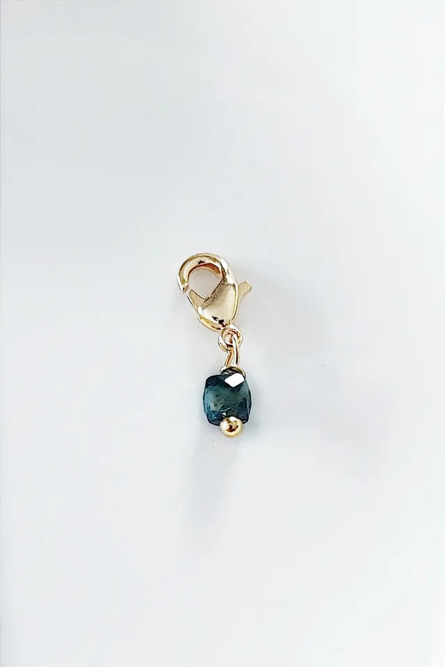 Ô PLUM Breloque Tourmaline Bleue Cube plaqué or