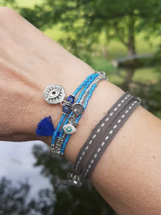 Les Ailes de Gloria Karma Sky bracelet multirangs fin