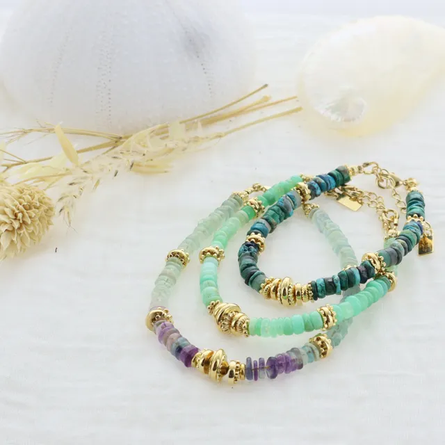 Leticia Ponti Sofi bracelet plaqué or grenat 17 cm