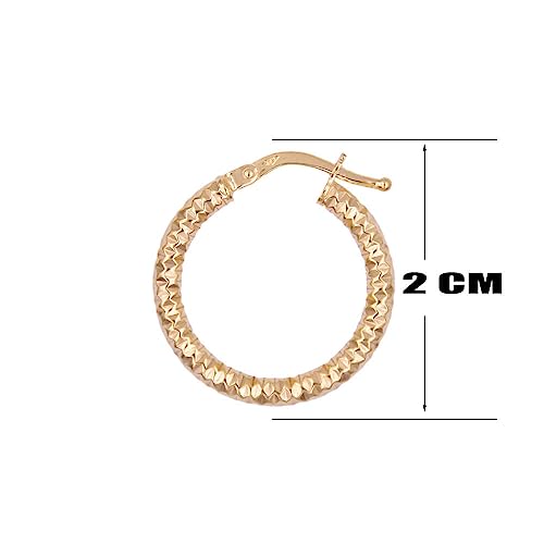 L'Atelier d'Azur Créoles Diamantées boucles d'oreilles or jaune 2cm
