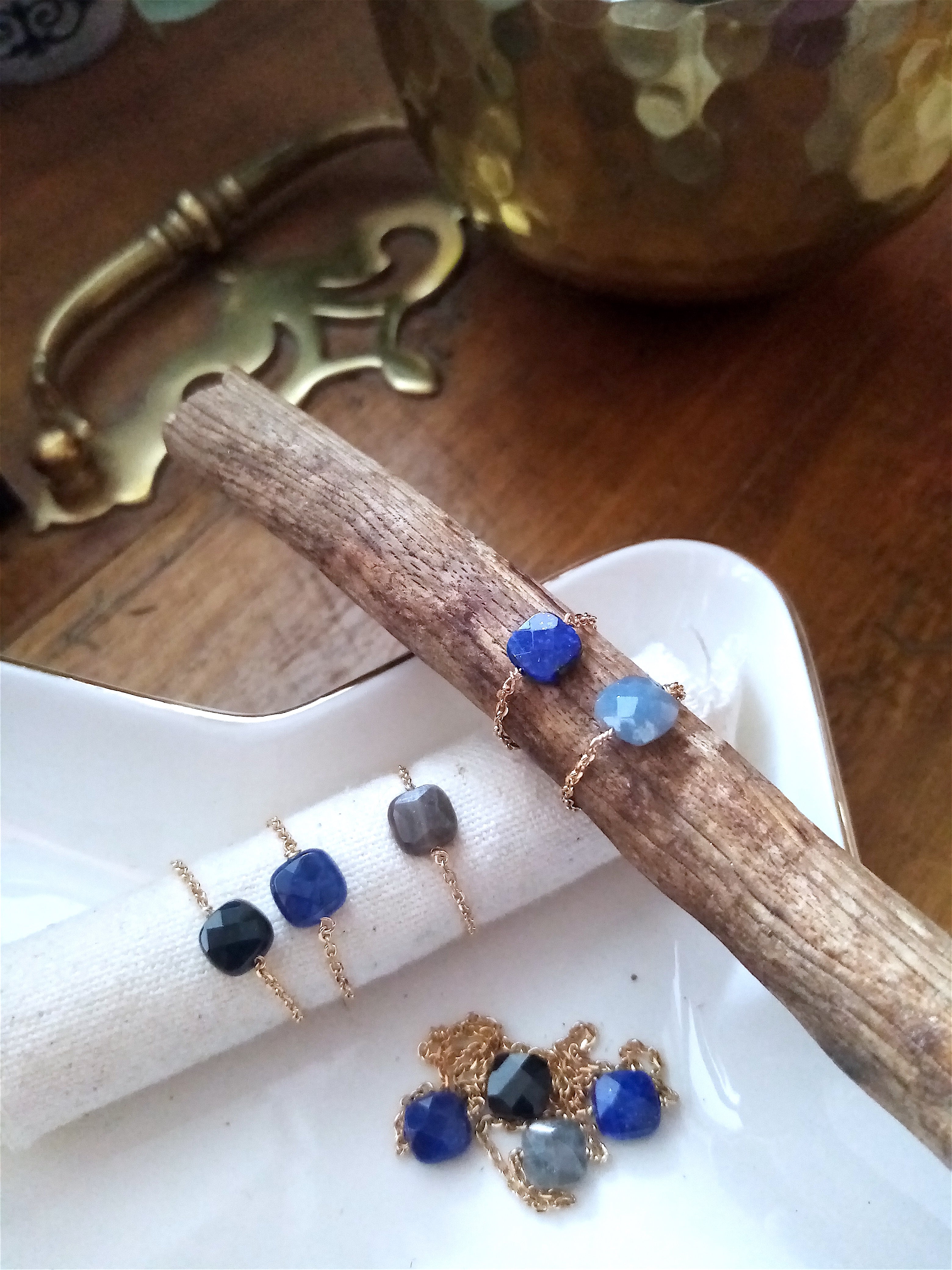 Ô PLUM Bague Hanna Sodalite bague plaqué or taille 50 pierre