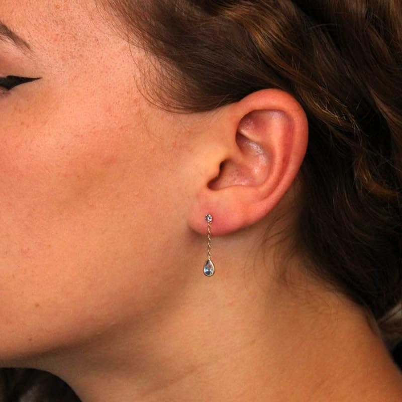 L'Atelier d'Azur Boucles Topaze Bleue Or Jaune Pendantes