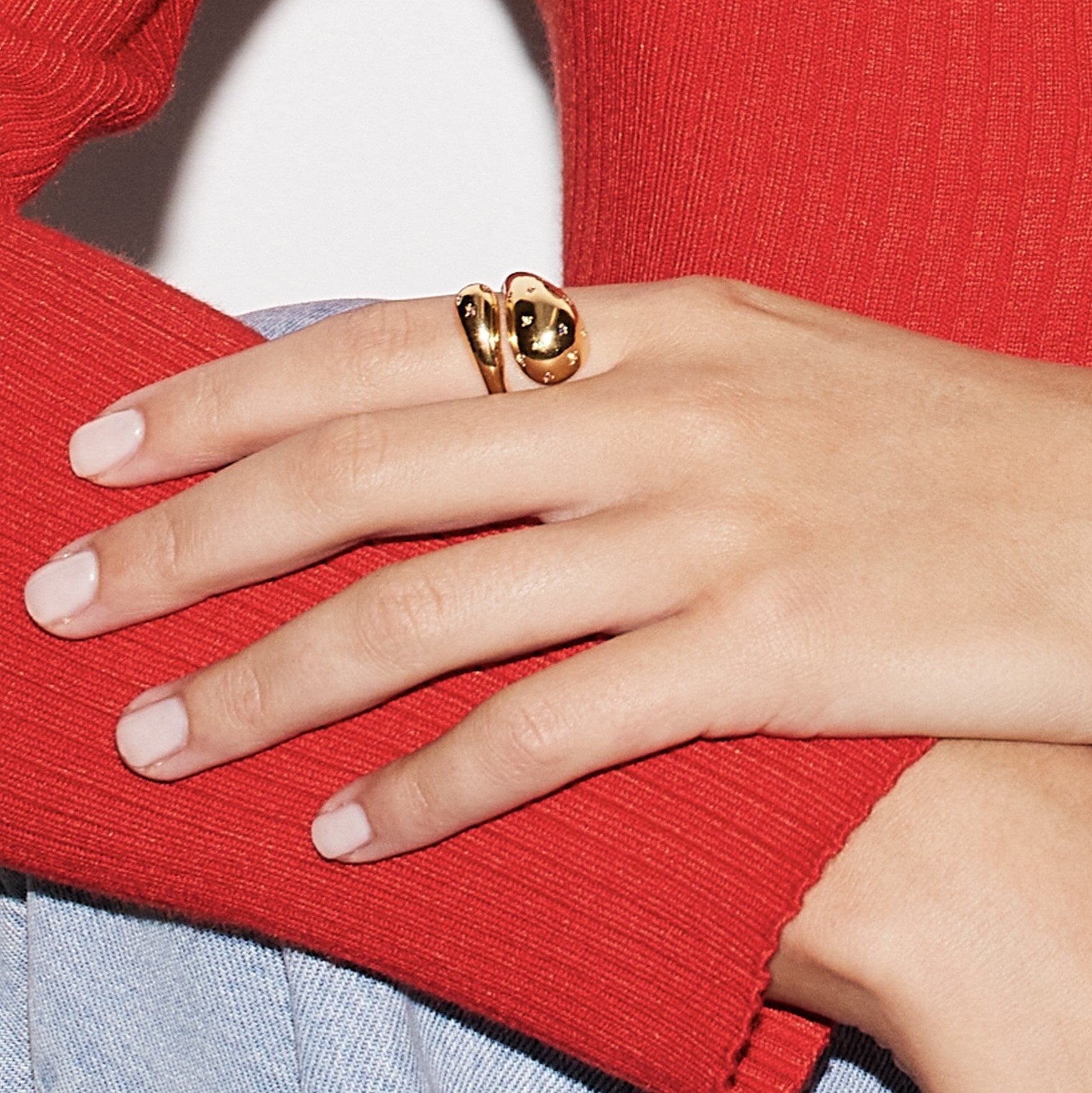 Leticia Ponti Drop bague goutte zircon blanc plaqué or