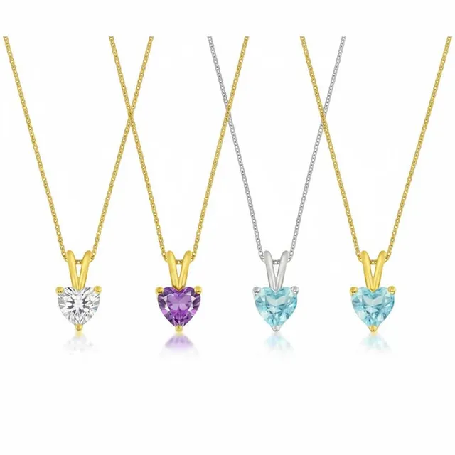 L'Atelier d'Azur Pendentif Or Jaune Zirconium Coeur collier femme 42cm
