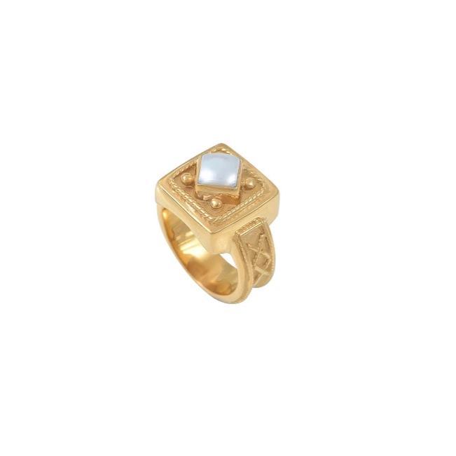Leticia Ponti Costanza bague lapis-lazuli taille 54 plaqué or