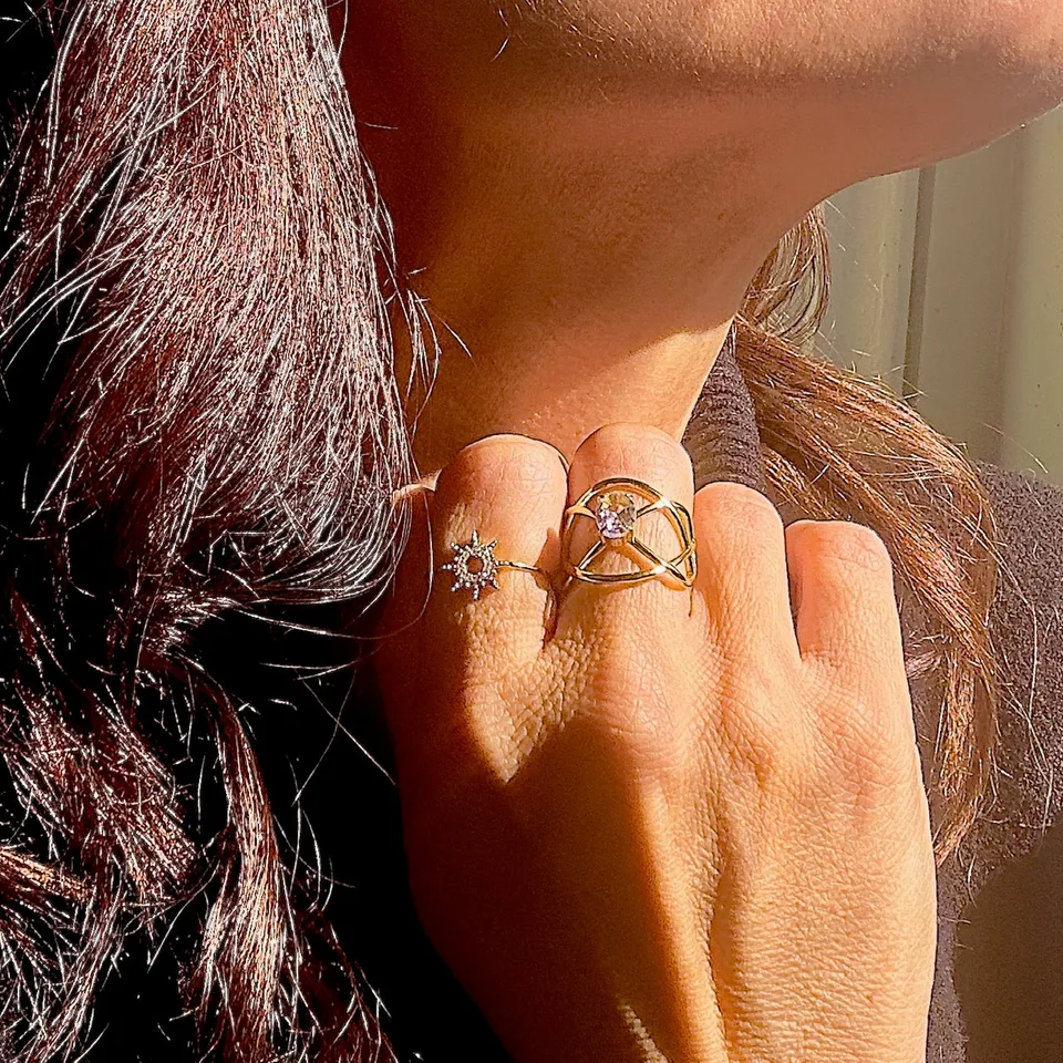 MAD SO CREATION Promesse bague doré zircone ajustable