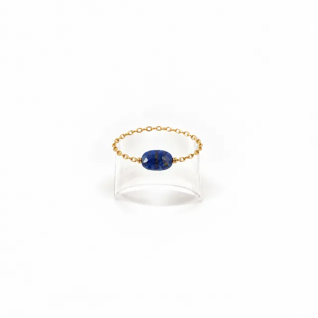 Ô PLUM Jenna Lapis Lazuli bague plaqué or taille 52 ovale