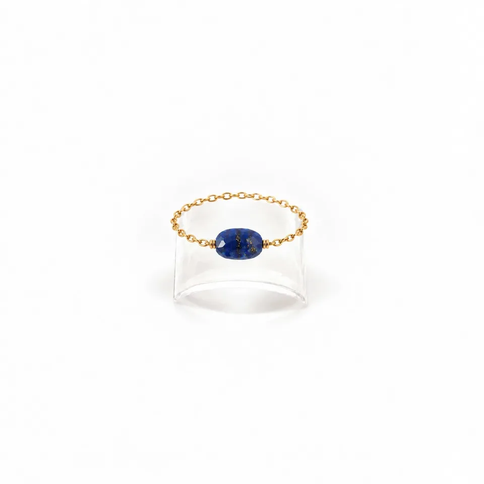 Ô PLUM Jenna Lapis Lazuli bague plaqué or taille 52 ovale