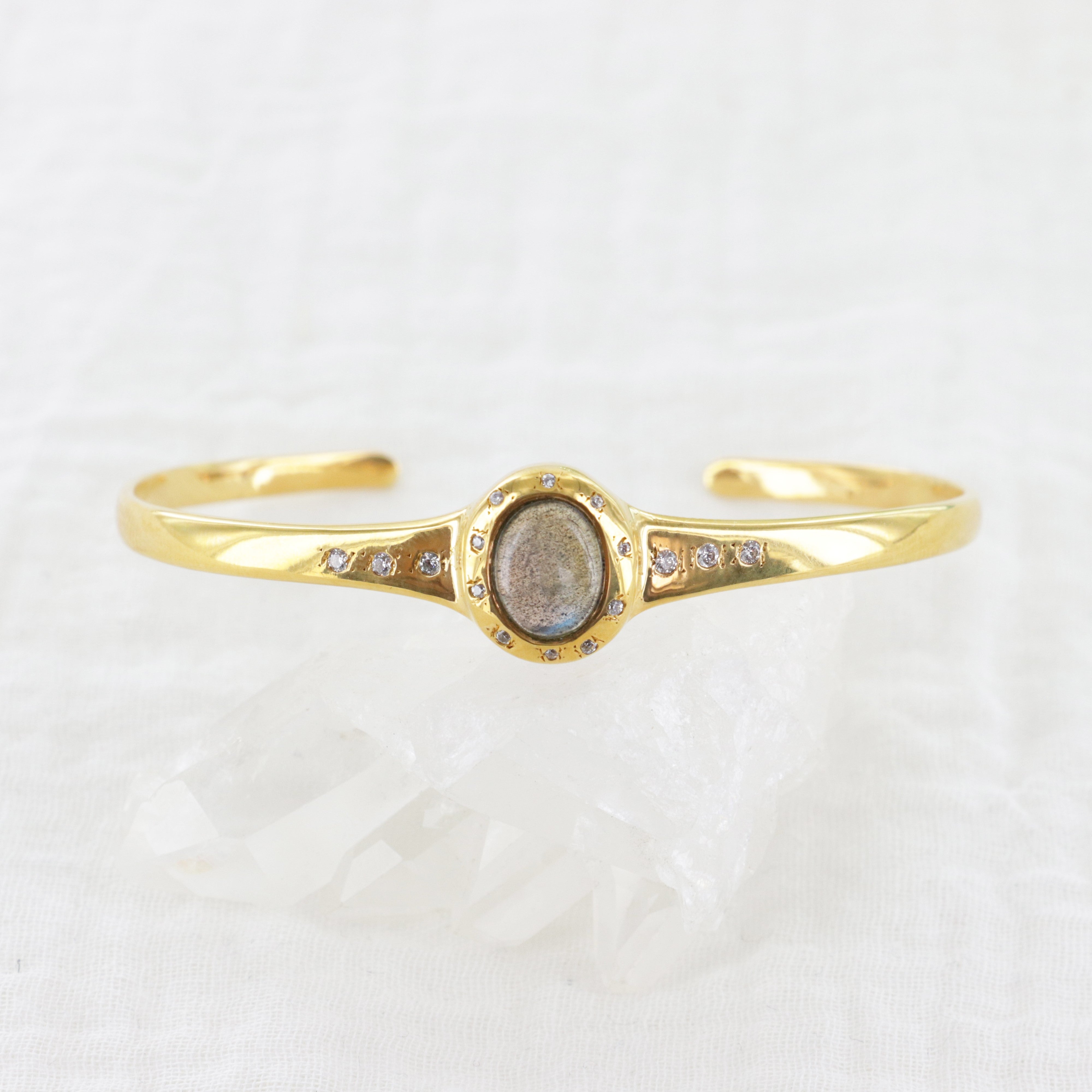 Leticia Ponti Pia jonc labradorite plaqué or 18 carats