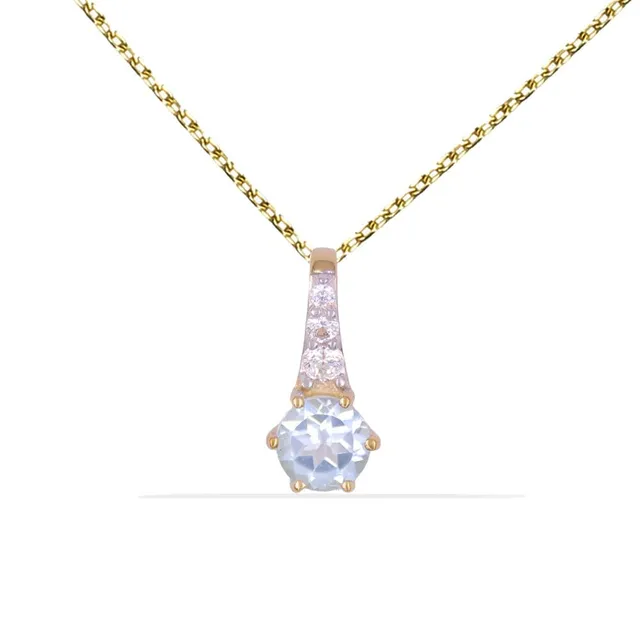 L'Atelier d'Azur Pendentif Topaze Bleue Zirconiums collier or jaune