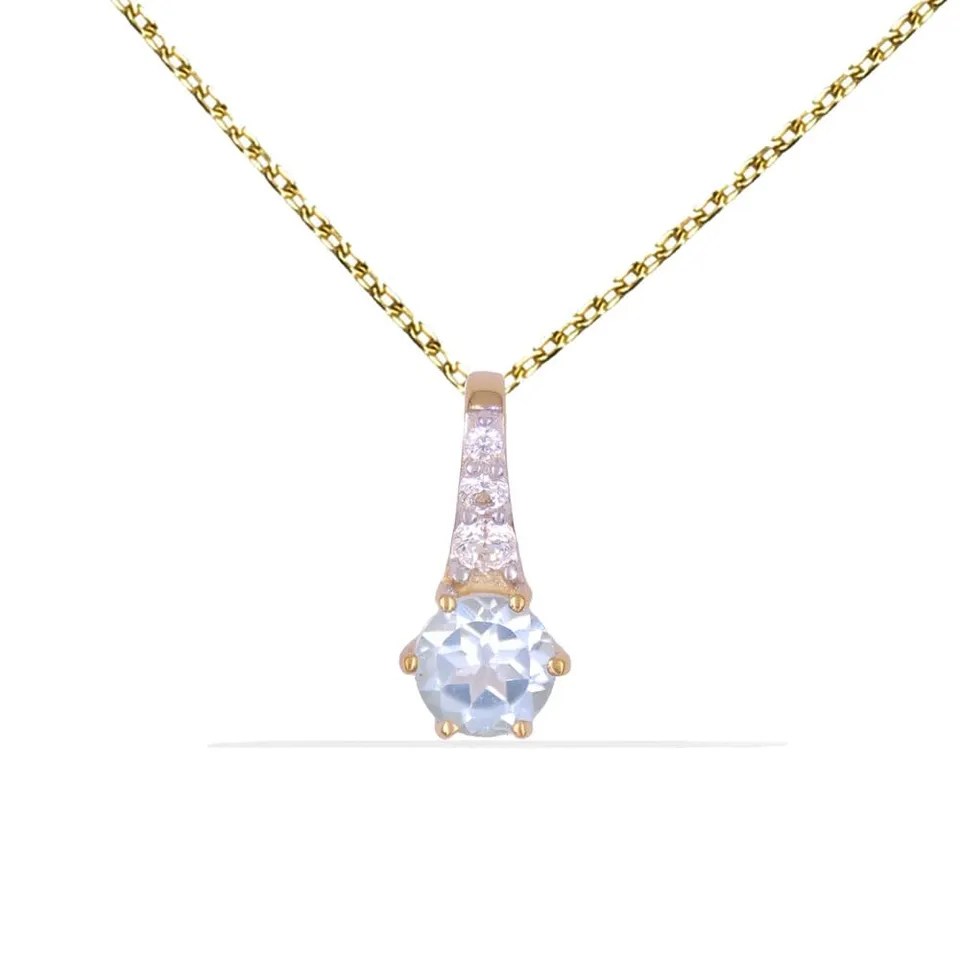 L'Atelier d'Azur Pendentif Topaze Bleue Zirconiums collier or jaune