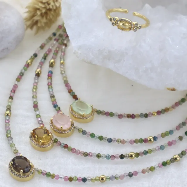 Leticia Ponti Calista collier quartz rose 38 cm