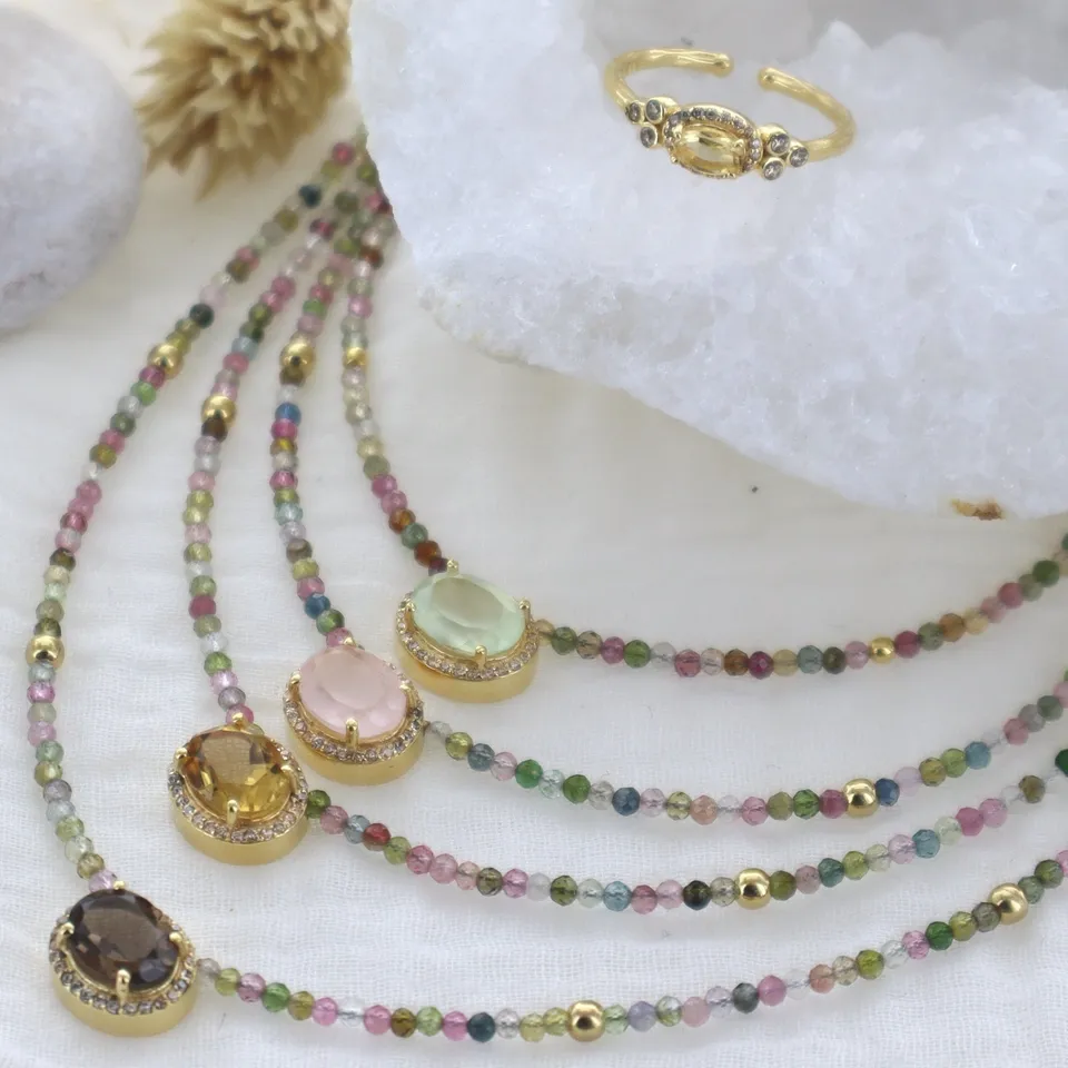 Leticia Ponti Calista collier quartz rose 38 cm