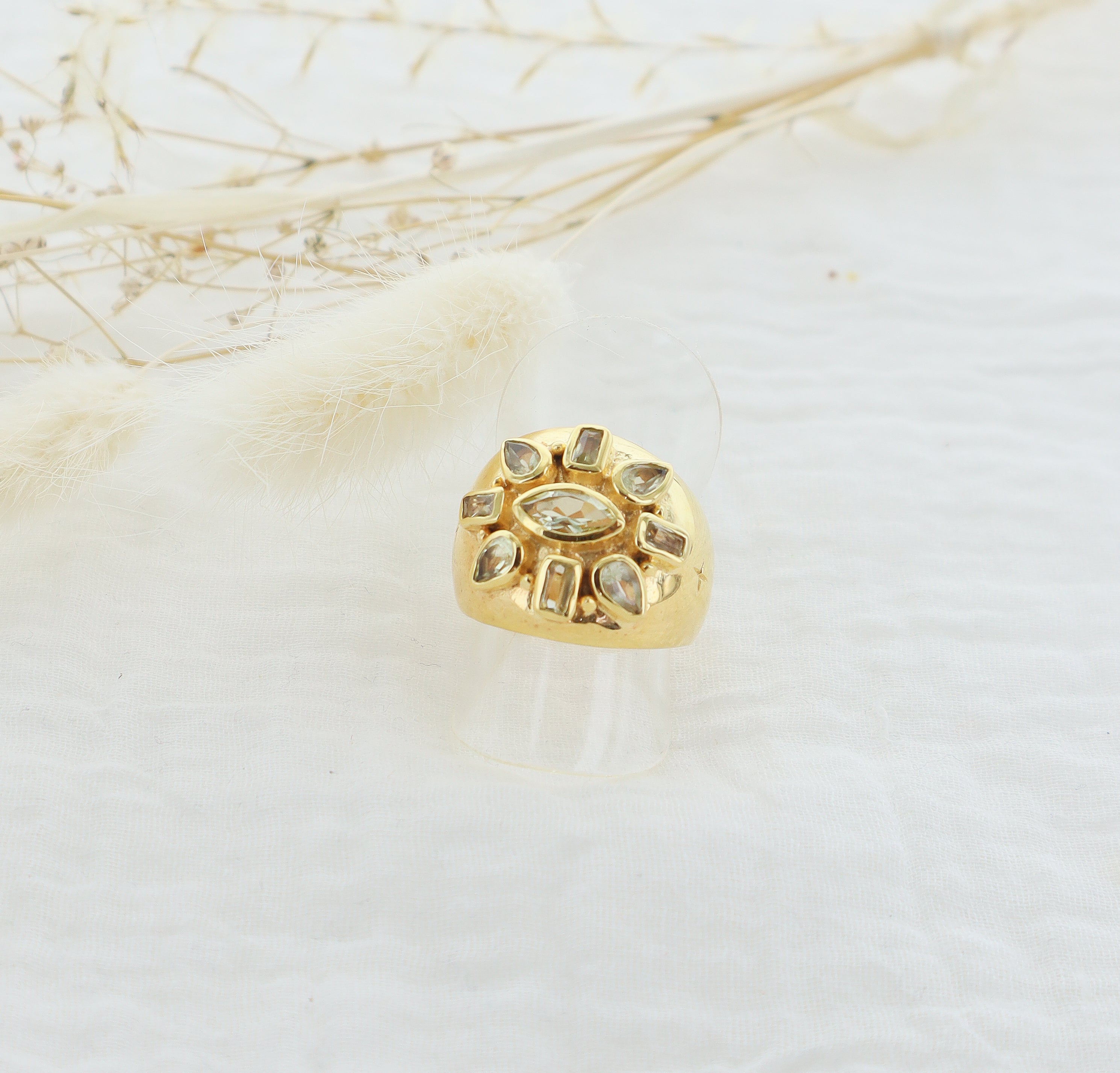 Leticia Ponti Emy bague quartz lemon plaqué or T52