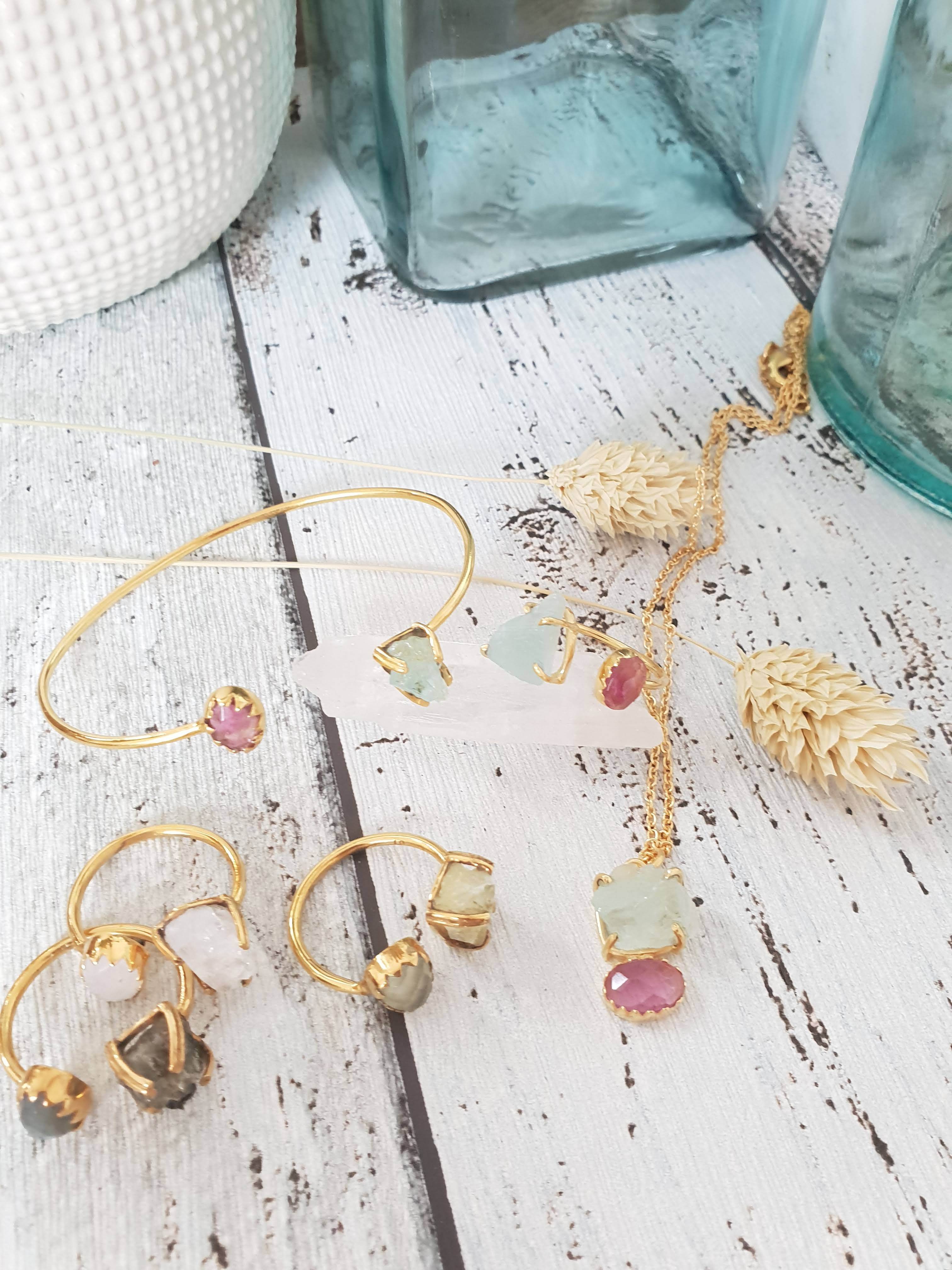 Leticia Ponti Gaby bague aigue-marine tourmaline ajustable