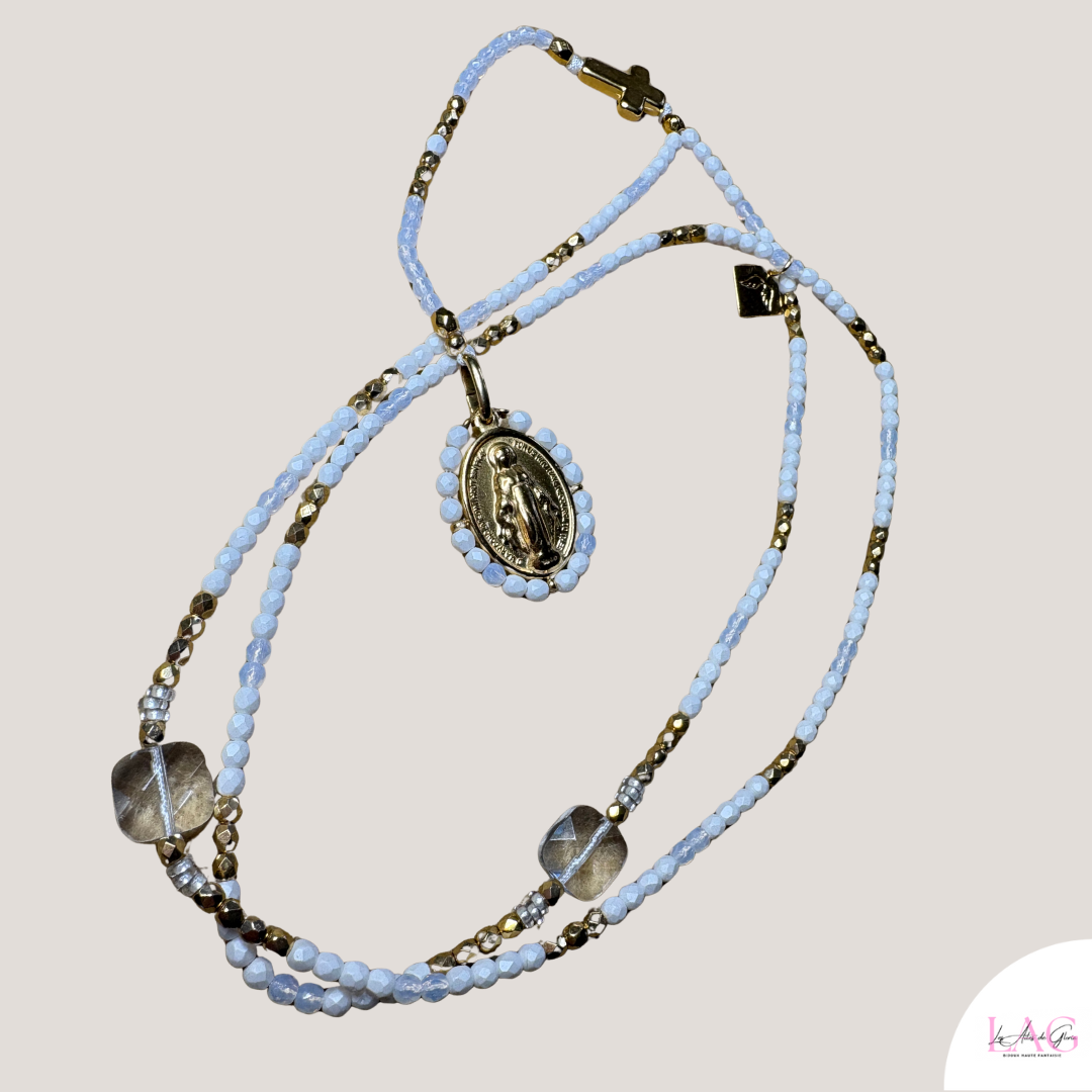 Les Ailes de Gloria Alba collier sautoir chapelet long femme