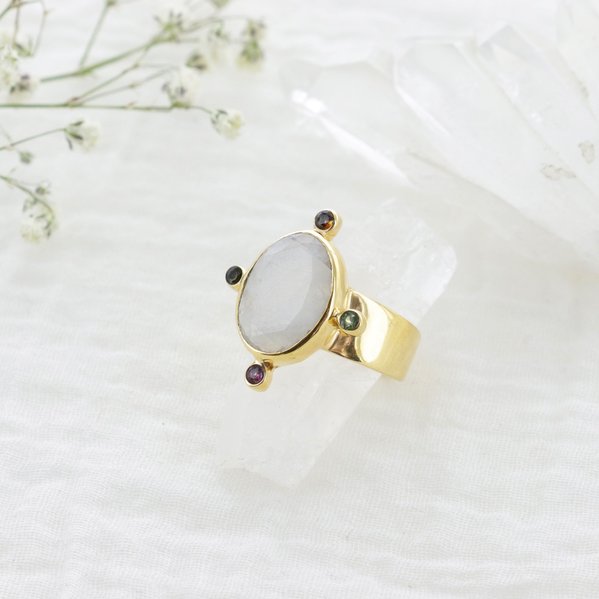 Leticia Ponti Joséphine bague ajustable labradorite