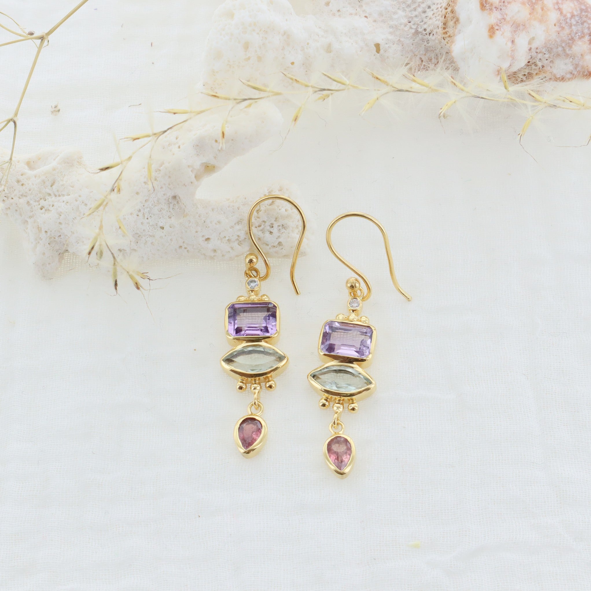 Leticia Ponti Paloma boucles améthyste tourmaline 4,5cm