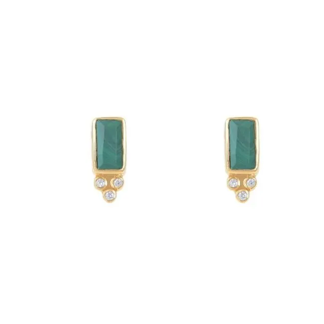 Leticia Ponti Molly boucles d'oreilles malachite pierre rectangle