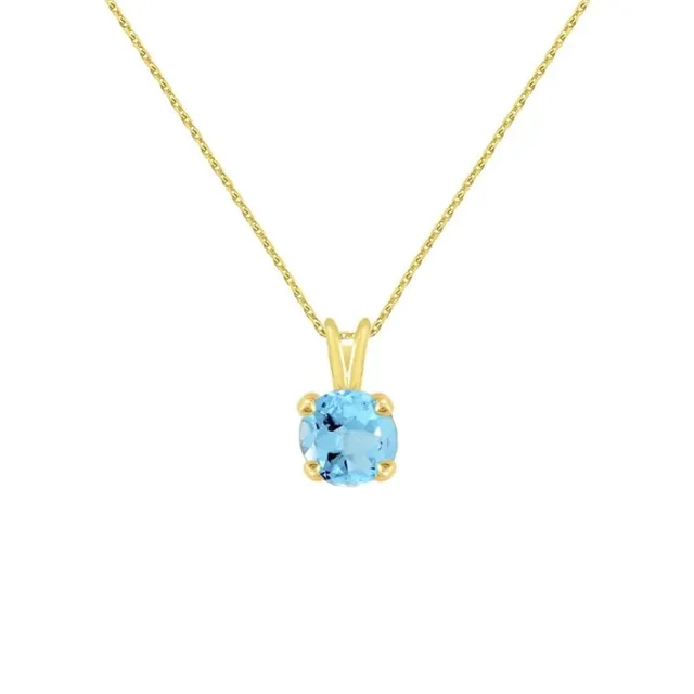 L'Atelier d'Azur collier or jaune topaze bleue ronde femme