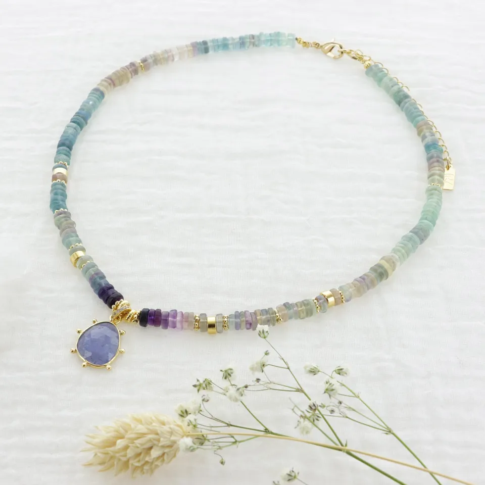 Leticia Ponti Héloïse choker pierre de lune plaqué or 38 cm