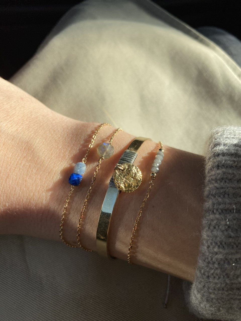 Ô PLUM Charlie Labradorite bracelet plaqué or pierre