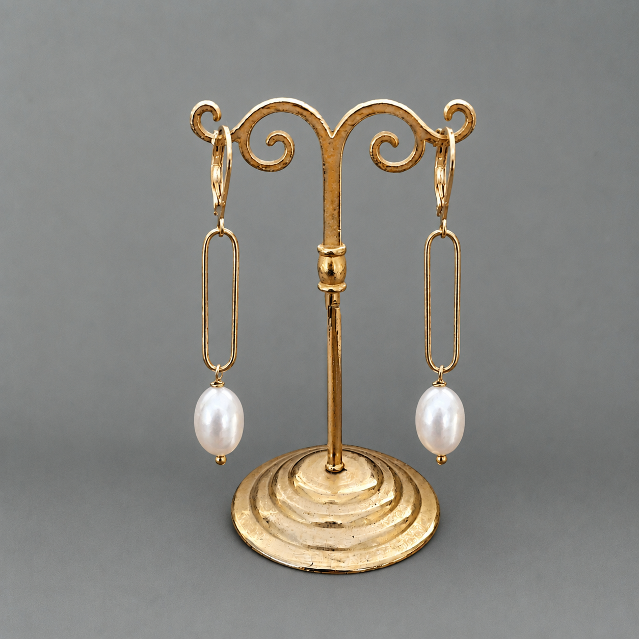 Ô PLUM Indiana boucles d'oreilles perles plaqué or 5 cm