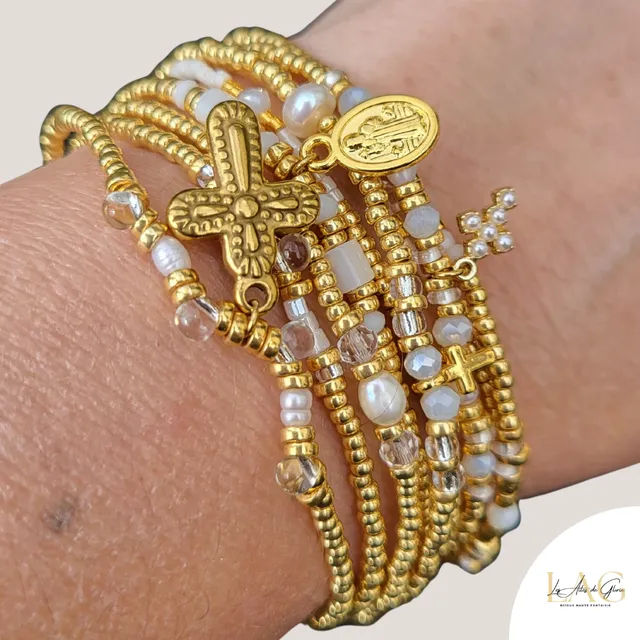 Les Ailes de Gloria Sand Divine bracelet multirangs femme