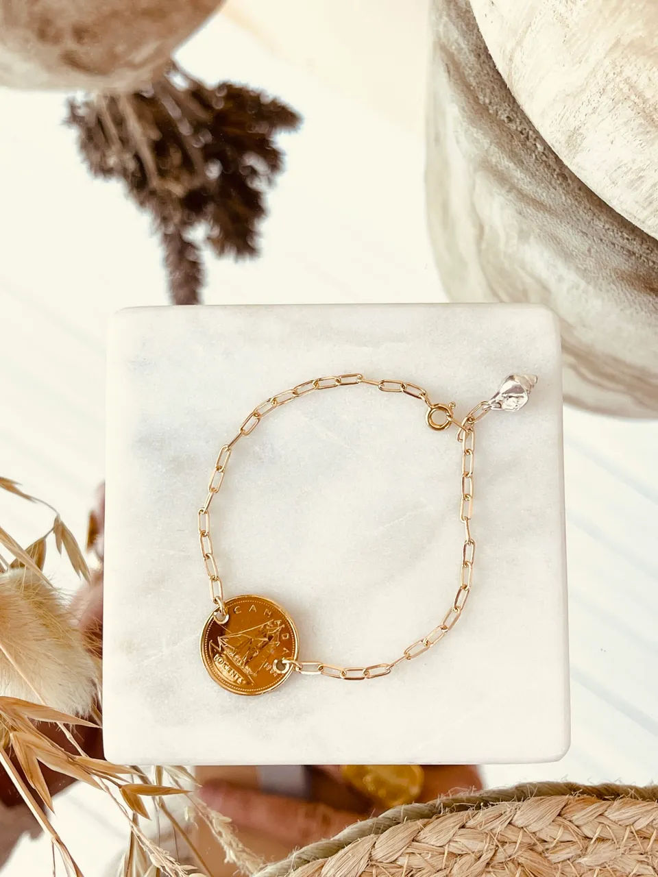 Le P’tit Franc Bracelets Océan Canadien bracelet plaqué or 18 cm