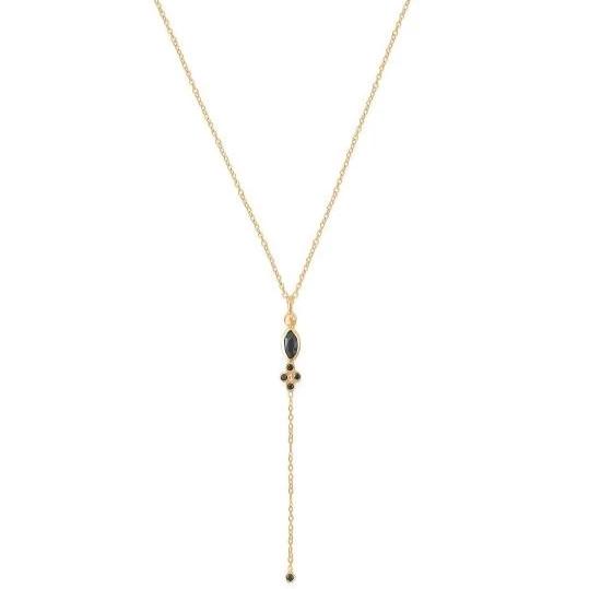 Leticia Ponti Marquise Collier onyx noir zircons 40 cm