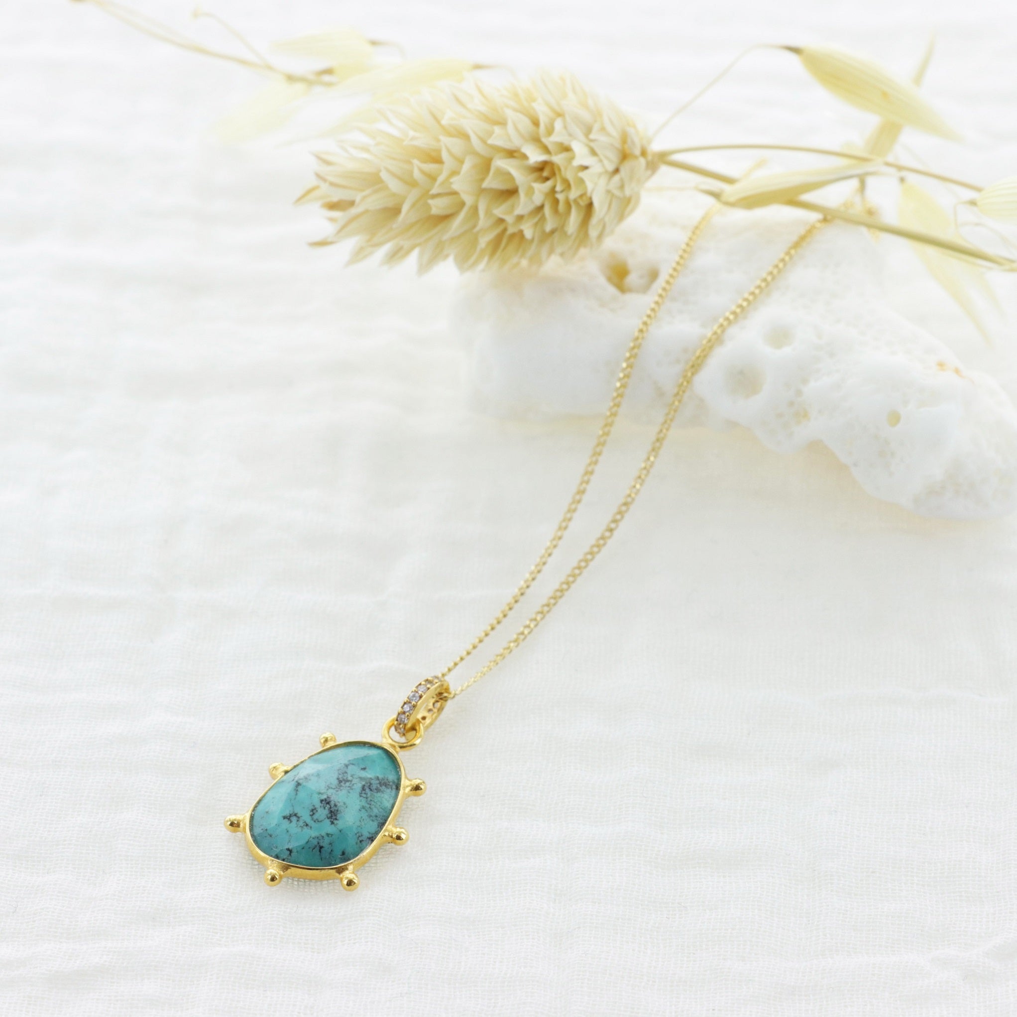 Leticia Ponti Héloïse Collier prehnite verte zircons 40 cm
