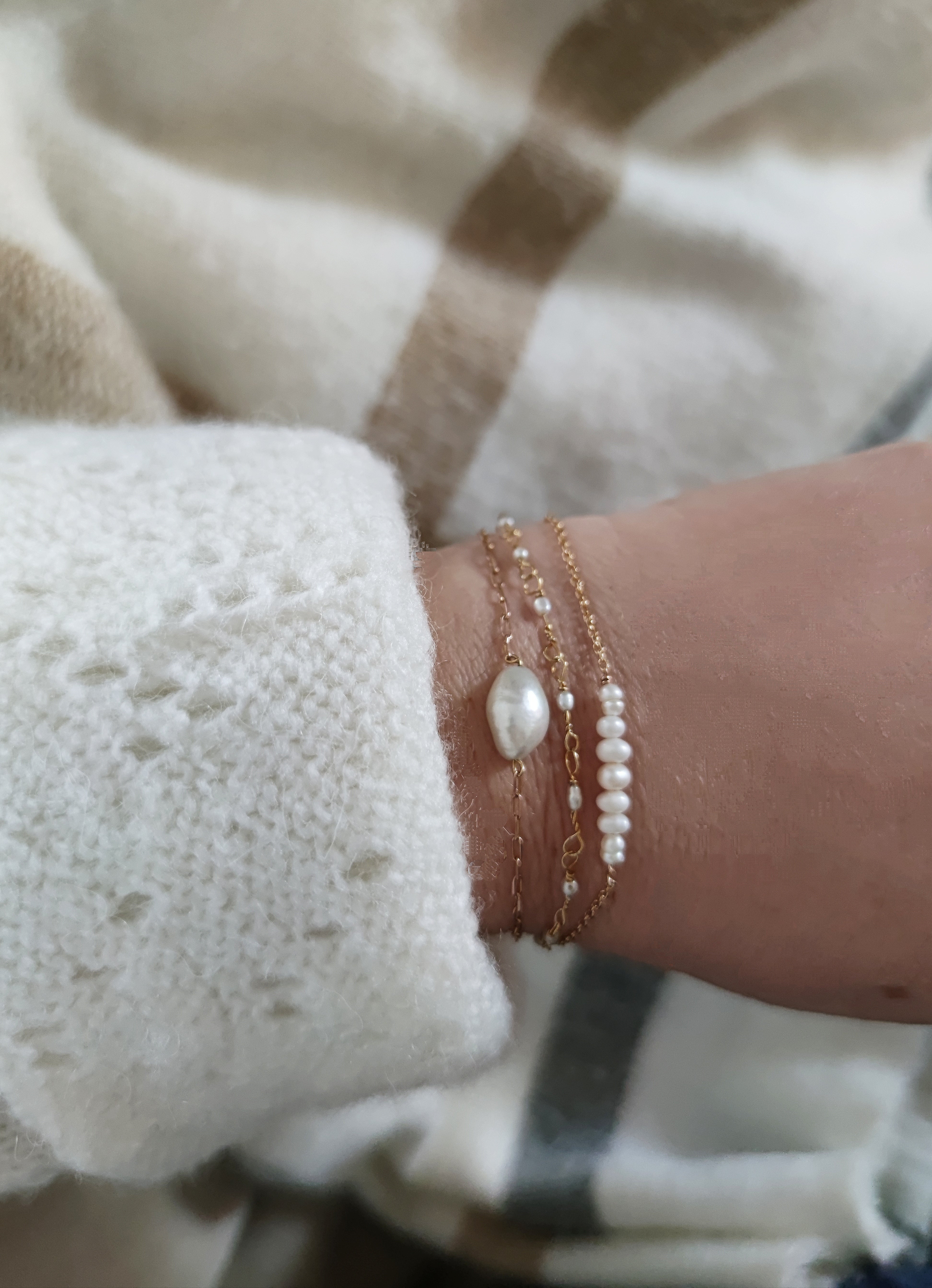 Ô PLUM Perla Bracelet Double Perle Plaqué Or 2 Tours