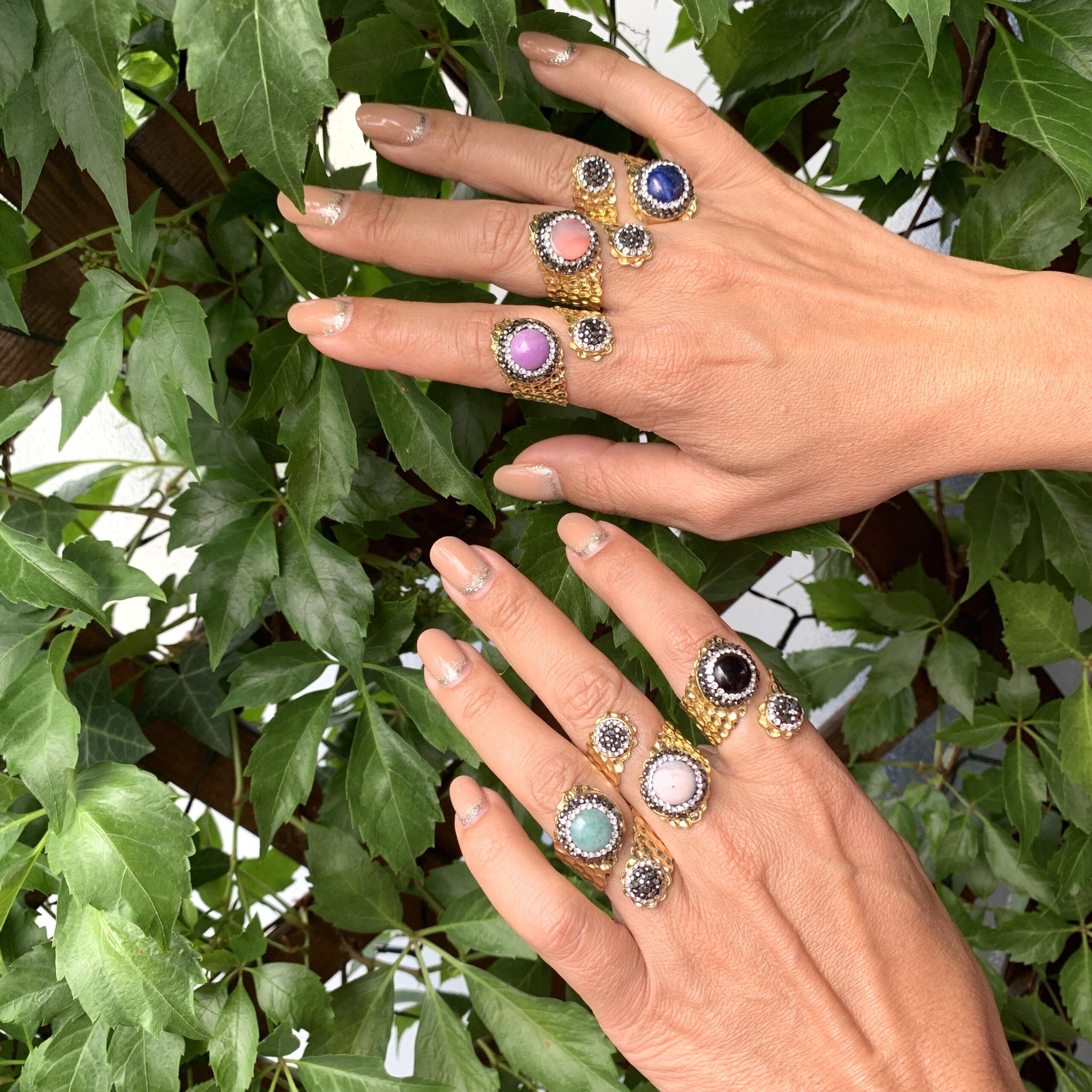 Hypnochic Melina bague ajustable dorée nacre grise