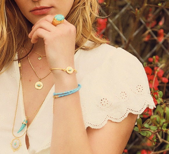 Leticia Ponti Alba XL bague turquoise taille 52 plaqué or