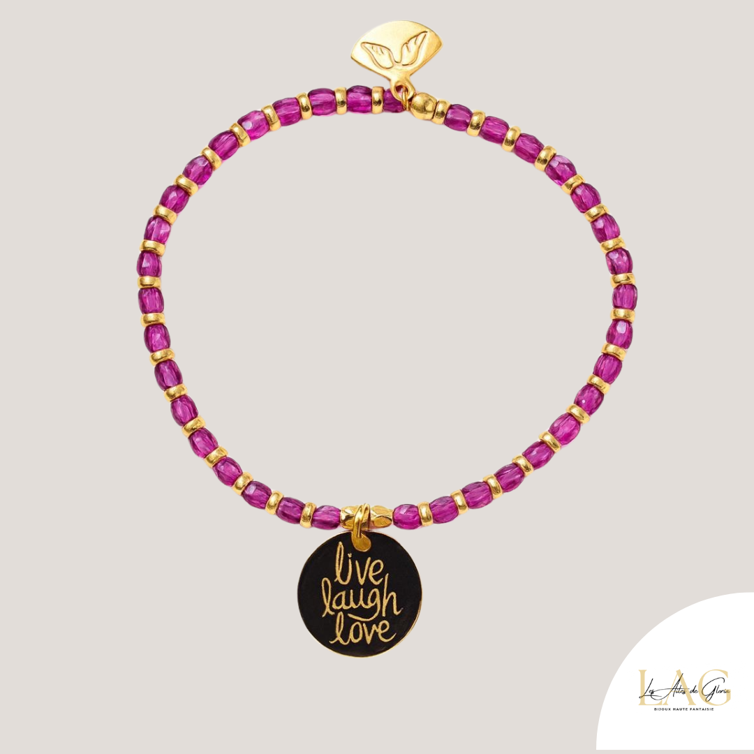Les Ailes de Gloria Mantra bracelet live laugh love gravé femme