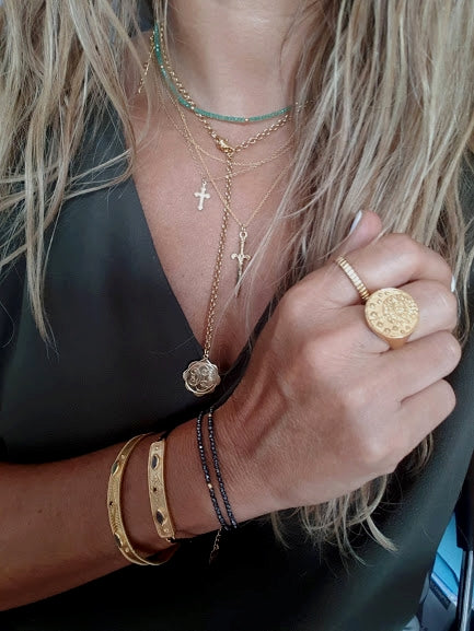 Leticia Ponti Gayane jonc labradorite plaqué or ajustable