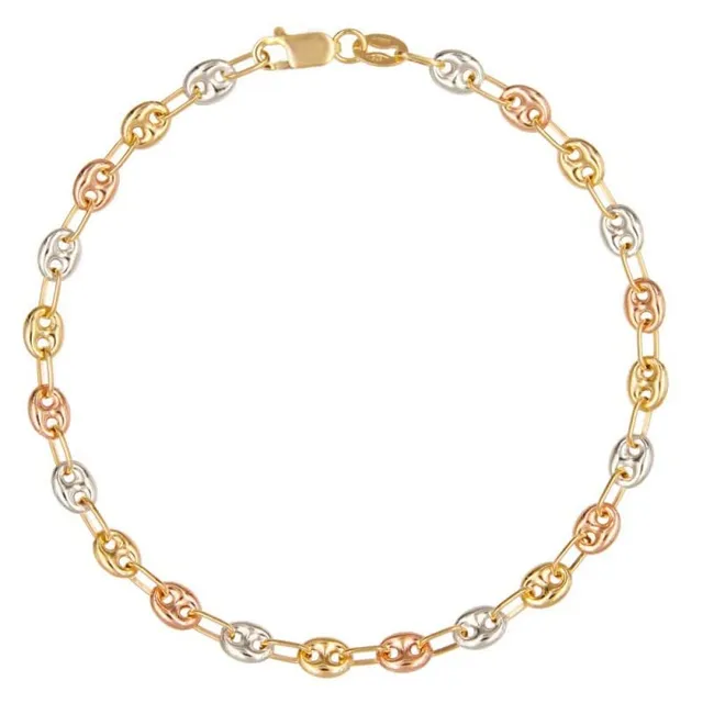 L'Atelier d'Azur Bracelet Grain Café 3 Ors Femme 18cm